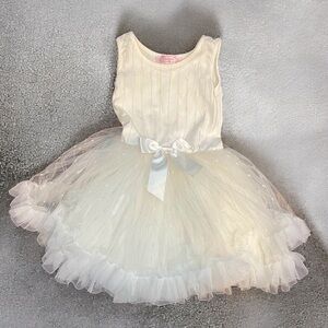 Popatu White and Cream with Gold Details Formal Kids Dress